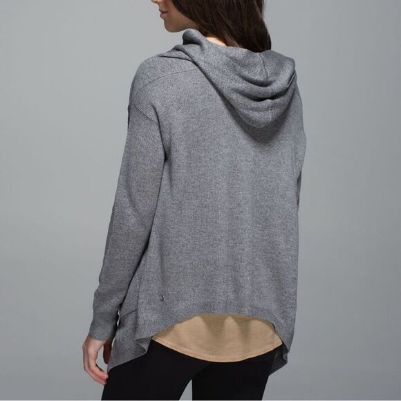 Lululemon Cabin Yogi Wrap Heathered Medium Grey / Slate Open Hooded Cardigan - Picture 2 of 9